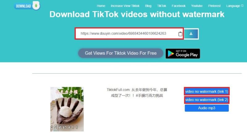 link tải video TikTok
