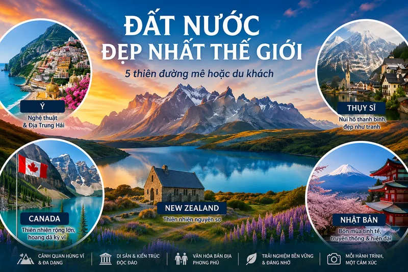 Vẻ đẹp của một quốc gia được đánh giá qua thiên nhiên, kiến trúc, văn hóa, di sản và trải nghiệm bản địa